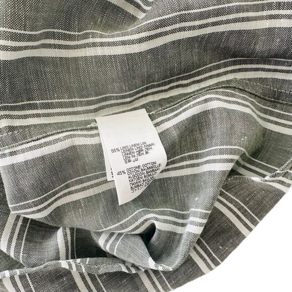 Brunello Cucinelli Men's Linen Button Front Green Stripe Shirt Size Medium NEW - Picture 6 of 8